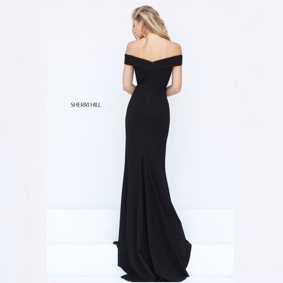 Off the Shoulder Black Prom Dress | Sherri Hill - Picture 2 of 4